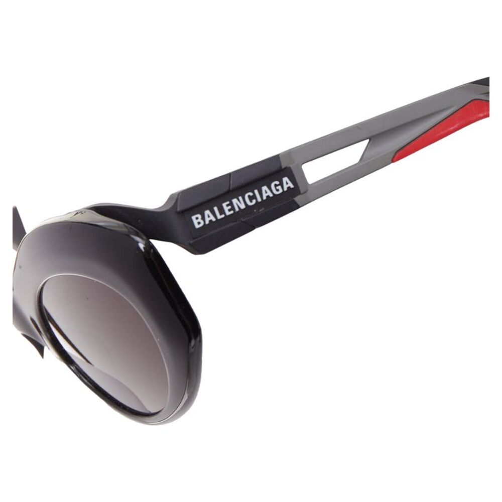 BALENCIAGA BB0053S Hybrid Oval black grey sporty rubber temple sunglasses - Picture 2 of 8